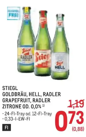 Metro Stiegl goldbräu, hell, radler grapefruit, radler zitrone od 0,0% Angebot