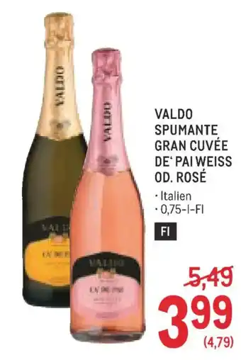 Metro Valdo spumante gran cuvée de' pai weiss od. rosé Angebot