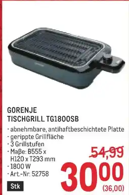 Metro Gorenje tischgrill tg1800sb Angebot