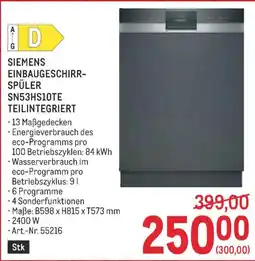 Metro Siemens einbaugeschirr- spüler sn53hs10te teilintegriert Angebot