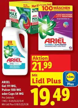 Lidl Ariel gel pulver oder caps Angebot