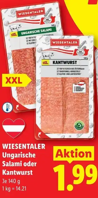 Lidl Wiesentaler ungarische salami oder kantwurst Angebot