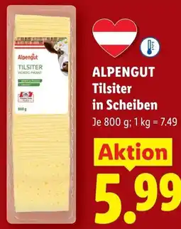 Lidl Alpengut TILSITER in Scheiben Angebot