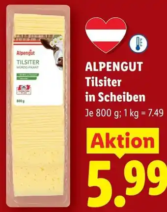 Lidl Alpengut TILSITER in Scheiben Angebot
