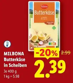 Lidl Milbona butterkäse in scheiben Angebot