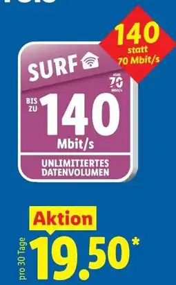 Lidl SURF 140 Mbit/s Angebot