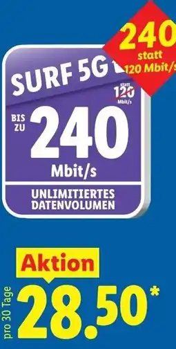 Lidl Surf 5g 240 mbit/s Angebot