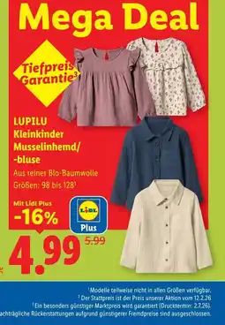 Lidl Lupilu kleinkinder musselinhemd bluse Angebot
