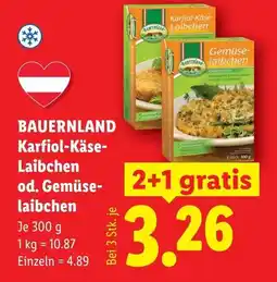 Lidl Bauernland karfiolkäse laibchen od. gemüse laibchen Angebot