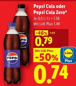 Lidl Pepsi cola oder pepsi cola zero Angebot