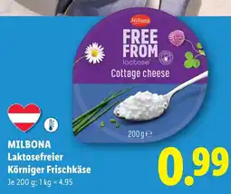 Lidl Milbona laktosefreier körniger frischkäse Angebot