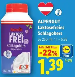 Lidl Alpengut laktosefreies schlagobers Angebot
