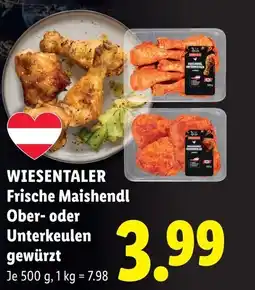Lidl Wiesentaler frische maishendl ober- oder unterkeulen gewürzt Angebot