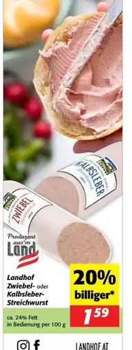 Nah&Frisch Landhof zwiebel oder kalbsleber streichwurst Angebot