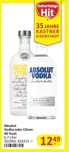 Kastner Absolut vodka oder citron 40 %vol. Angebot