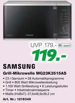 EP Samsung Grill-Mikrowelle MG23K3515AS Angebot