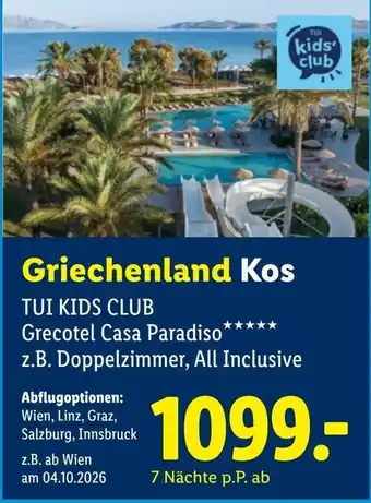 Lidl Reisen TUI KIDS CLUB Grecotel Casa Paradiso Angebot