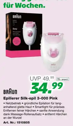 EP BRAUN Epilierer Silk-epil 3-000 Pink Angebot