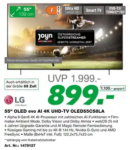 EP LG 55" OLED evo AI 4K UHD-TV OLED55C58LA Angebot