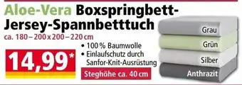 Aloe-Vera Boxspringbett-Jersey-Spannbettuch