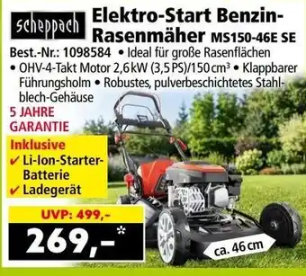 Norma Scheppach Elektro-Start Benzin-Rasenmäher MS150-46E SE Angebot