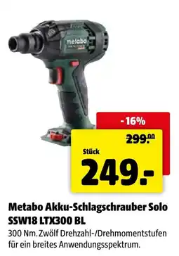 Der Grissemann Metabo Akku-Schlagschrauber Solo SSW18 LTX300 BL Angebot