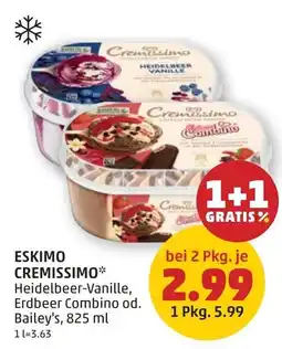 PENNY ESKIMO CREMISIMMO* Heidelbeer-Vanille, Erdbeer Combino od. Bailey's Angebot
