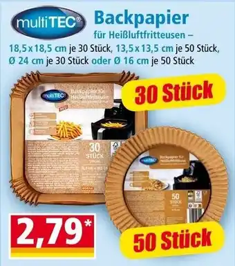 Backpapier für Heißluftfritteusen