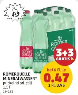 PENNY Römerquelle Mineralwasser prickelnd od. still Angebot