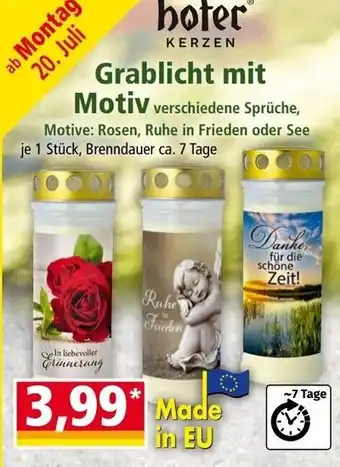 Norma hofer Kerzen Grablicht mit Motiv Angebot