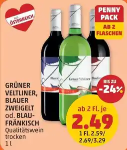 PENNY Grüner Veltliner, Blauer Zweigelt od. Blaufränkisch Qualitätswein trocken Angebot