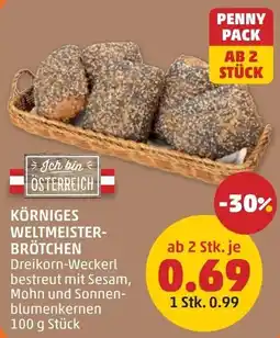 PENNY Körniges Weltmeisterbrötchen Dreikorn-Weckerl Angebot