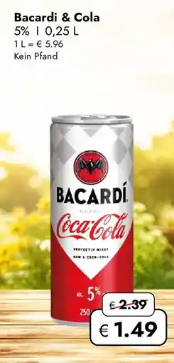 Travel FREE Bacardi & cola 5% Angebot