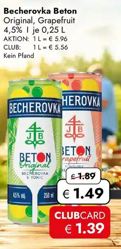 Travel FREE Becherovka beton Angebot