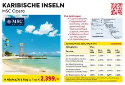 Billa Reisen Karibische inseln msc opera Angebot