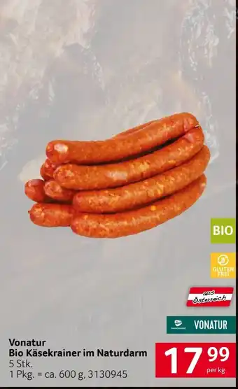 Vonatur Bio Käsekrainer im Naturdarm