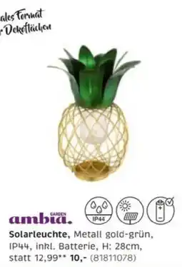 XXXLutz ambia. Solarleuchte, Metall gold-grün Angebot