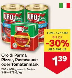 MPreis Oro di parma pizza-, pastasauce oder tomatenmark Angebot