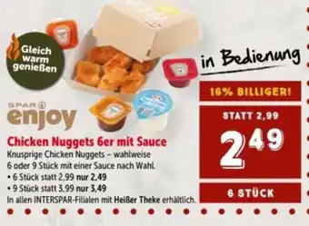 Interspar Spar enjoy Chicken Nuggets 6er mit Sauce Angebot