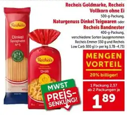 Interspar Recheis Goldmarke, Recheis Vollkorn ohne Ei Angebot