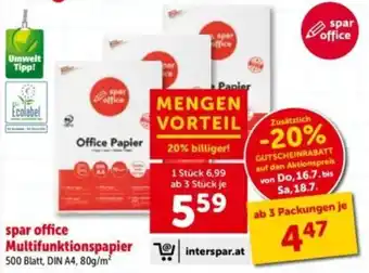 Interspar spar office Multifunktionspapier Angebot