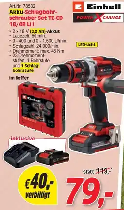 Zgonc Einhell Akku-Schlagbohr-schrauber Set TE-CD 18/48 Li i Angebot