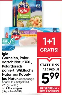 Maximarkt Iglo Garnelen, Polar-dorsch Natur XXL, Polardorsch paniert, Wildlachs Natur oder Kabeljau Natur Angebot