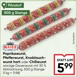 Maximarkt Maier Paprikawurst, Pfefferwurst, Knoblauchwurst hart oder Chiliwurst Angebot