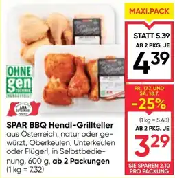 Maximarkt SPAR BBQ Hendl-Grillteller Angebot