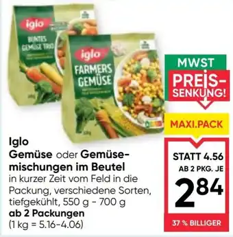 Maximarkt Iglo Gemüse oder Gemüse-mischungen im Beutel Angebot