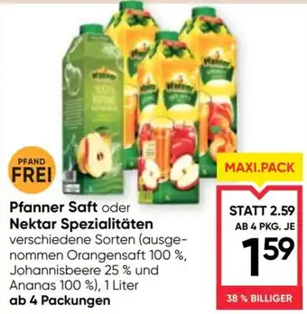 Maximarkt Pfanner Saft oder Nektar Spezialitäten Angebot