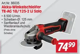 Zgonc Akku-Winkelschleifer TE-AG 18/125-2 Li Solo Angebot