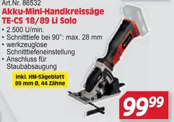 Zgonc Akku-Mini-Handkreissäge TE-CS 18/89 Li Solo Angebot