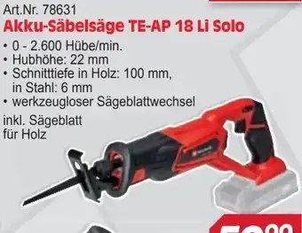 Zgonc Akku-Säbelsäge TE-AP 18 Li Solo Angebot